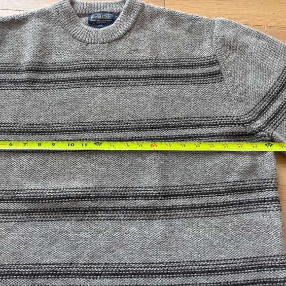 Pendleton Gray Striped Crew Neck Sweater 50% Wool 50% Alpaca Men's Size XL - Picture 6 of 8